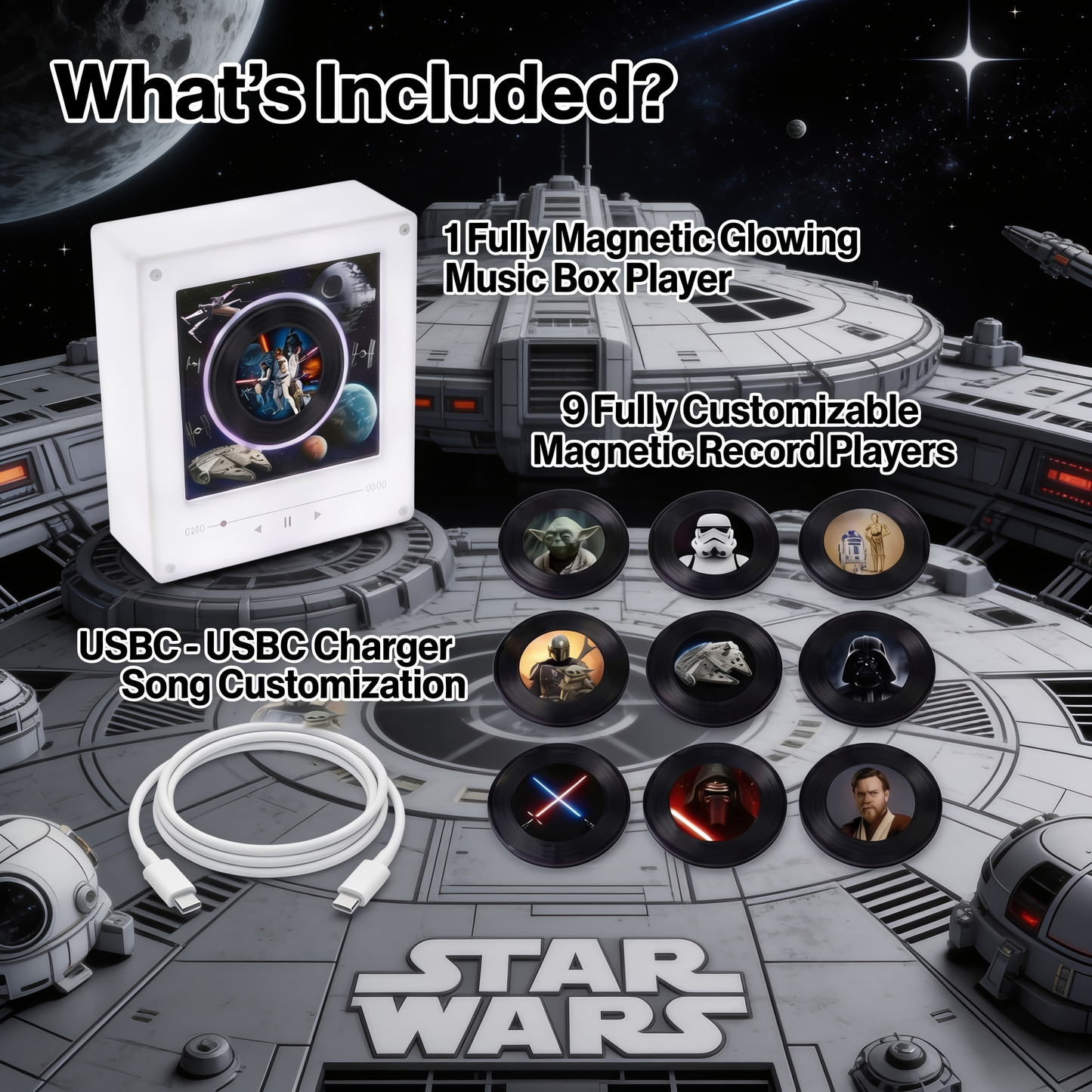 Echo Spins™ Star Wars - Customizable Magnetic Record Player