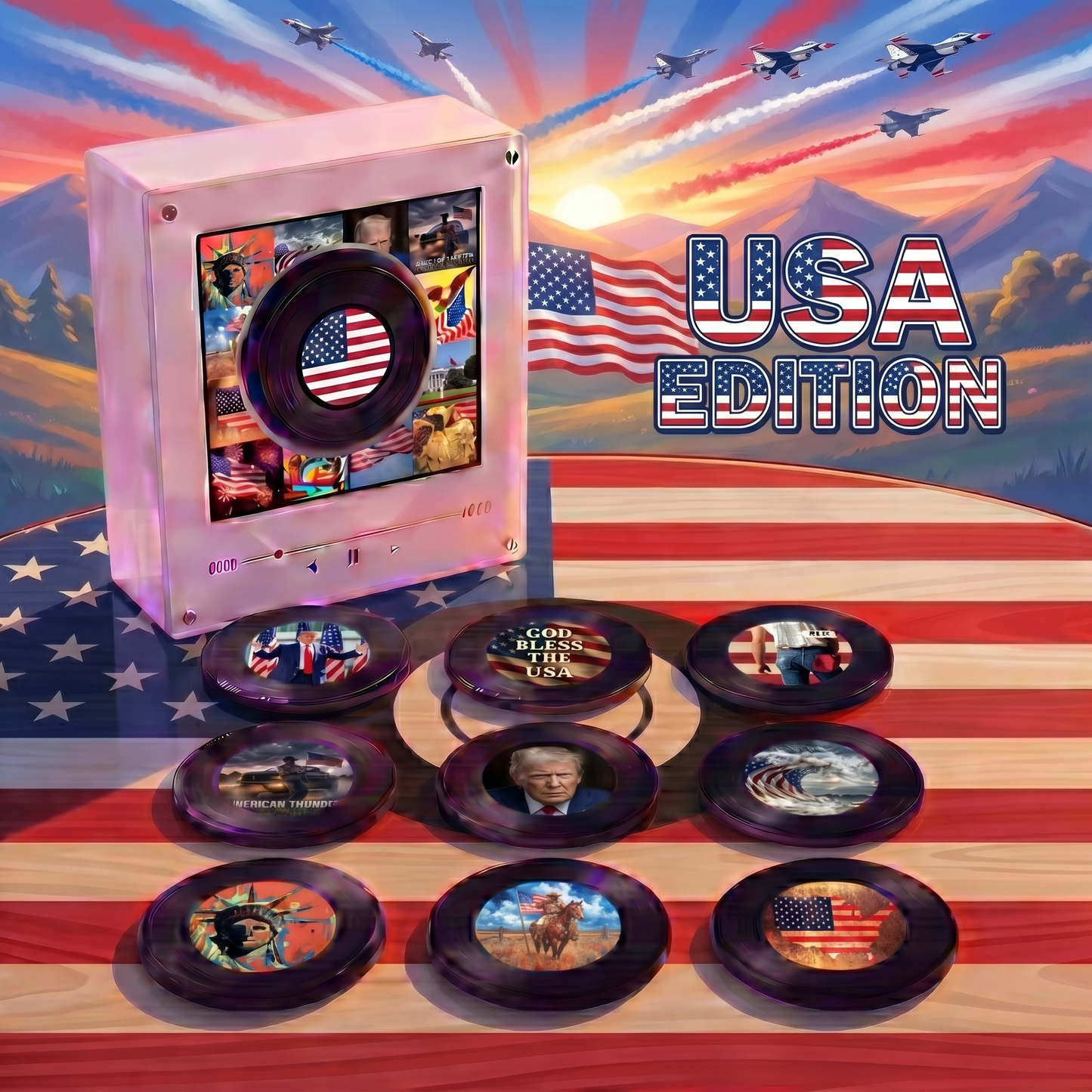Echo Spins™ USA - Customizable Magnetic Record Player