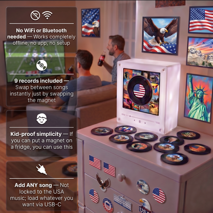 Echo Spins™ USA - Customizable Magnetic Record Player