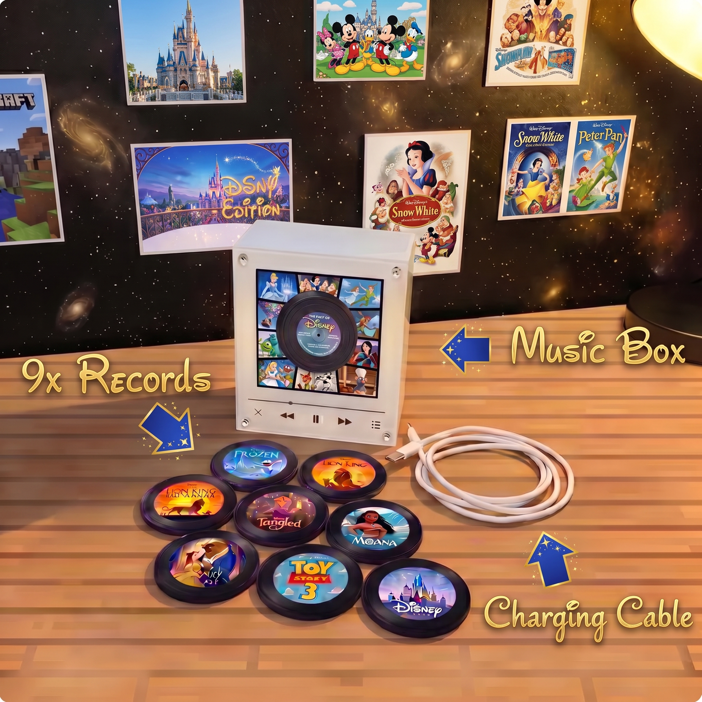 Echo Spins™ Disney Inspired - Customizable Magnetic Record Player