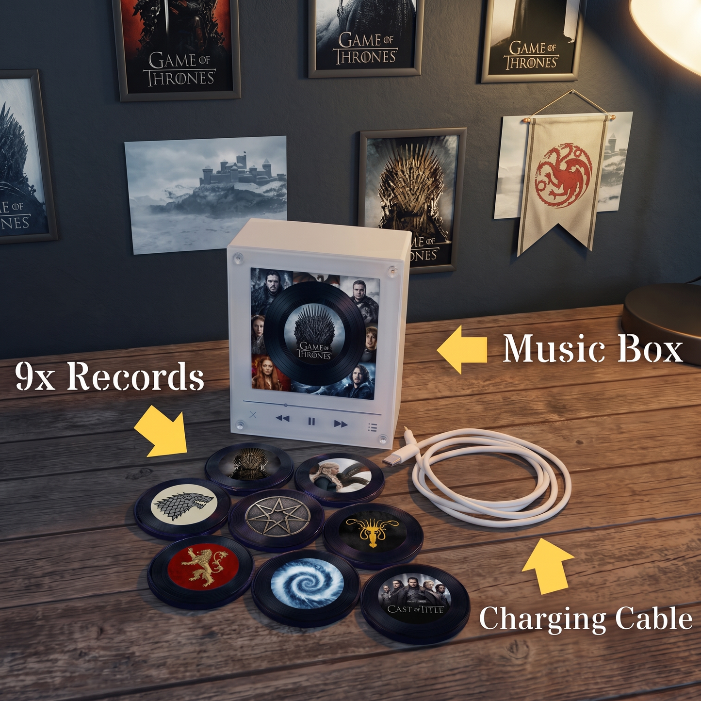 Echo Spins™ GOT Edition - Customizable Magnetic Record Player