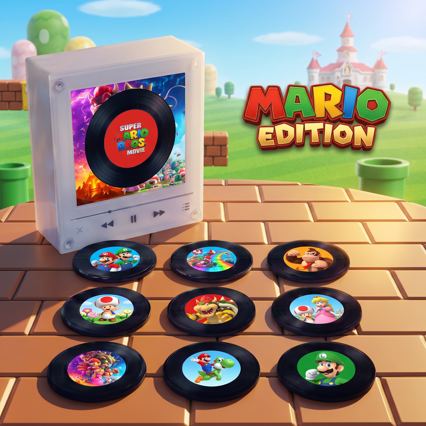 Echo Spins™ Mario Edition - Customizable Magnetic Record Player