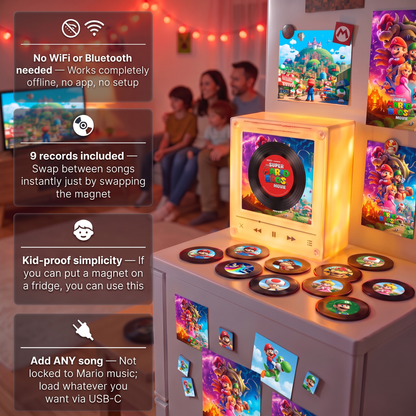 Echo Spins™ Mario Edition - Customizable Magnetic Record Player