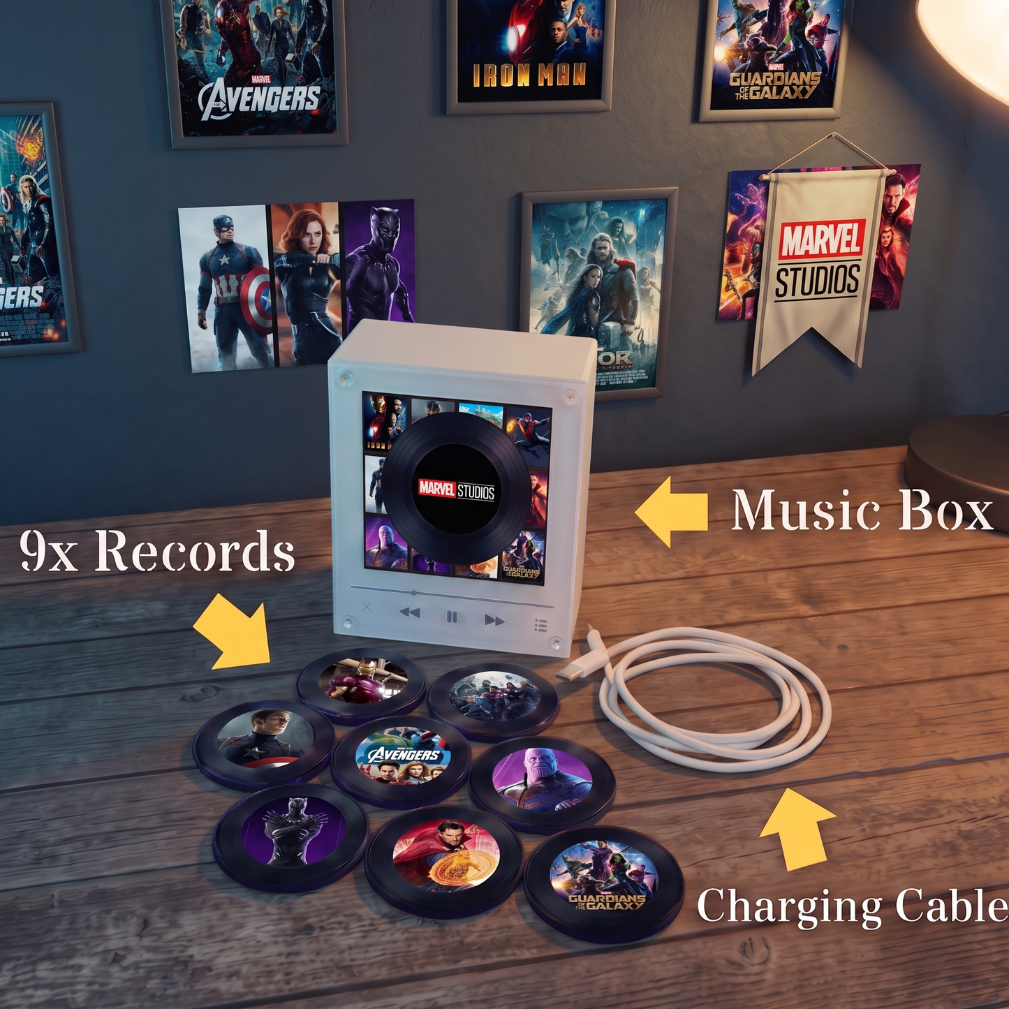 Echo Spins™ Marvel Edition - Customizable Magnetic Record Player